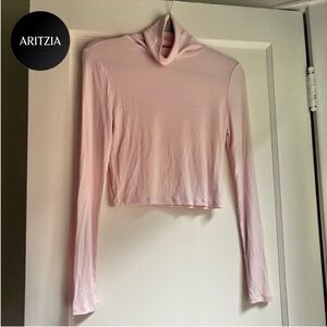 Aritzia Soft Pink Turtleneck Crop